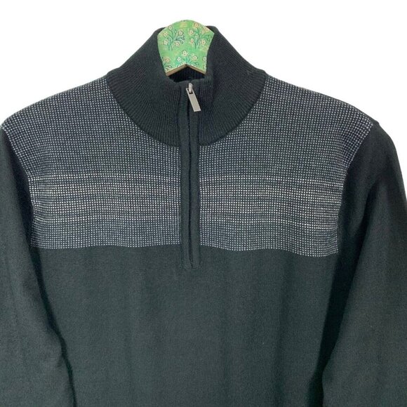 Nicklaus Black Quarter Zip Sweater Wool Blend Golf Pullover Small - Picture 2 of 4